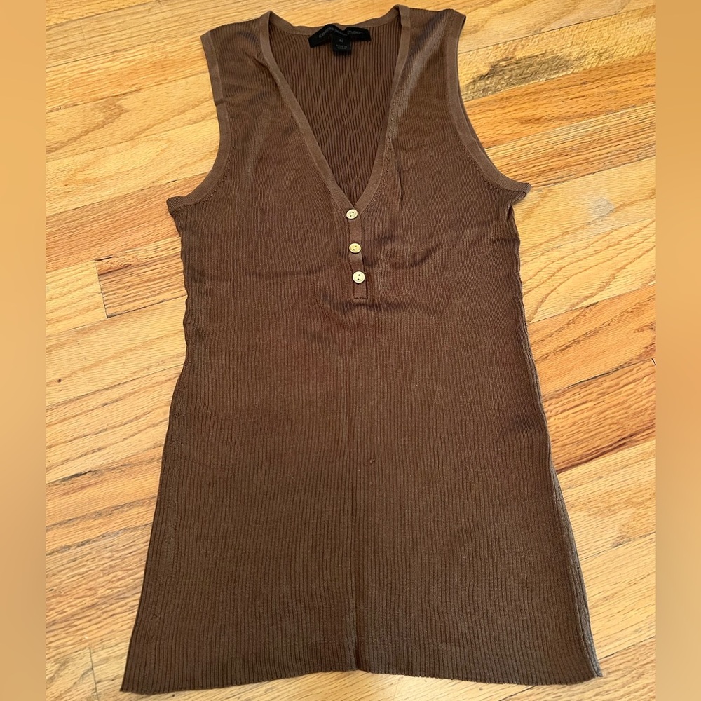 Vintage Express Design Studio Ribbed Knit Top in Brown
